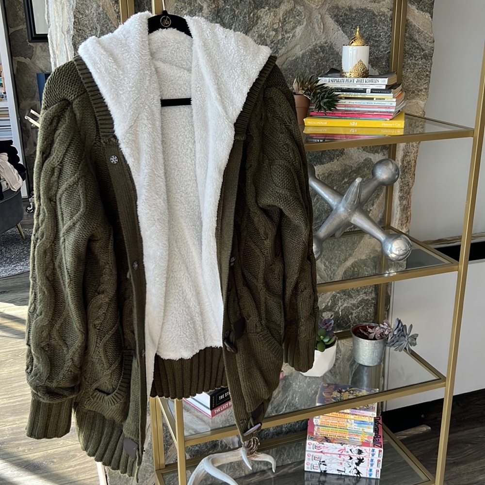 Hooded Heavy Forest Green Sweater (1X)